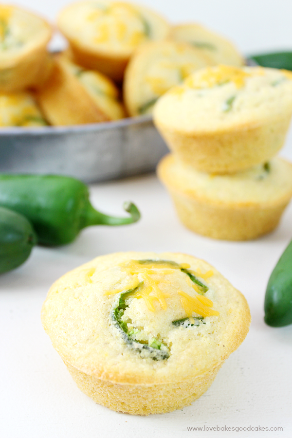 These Jalapeño Cheddar Corn Muffins are a great way to jazz up dinner! They come together in no time and are a great accompaniment to any meal!