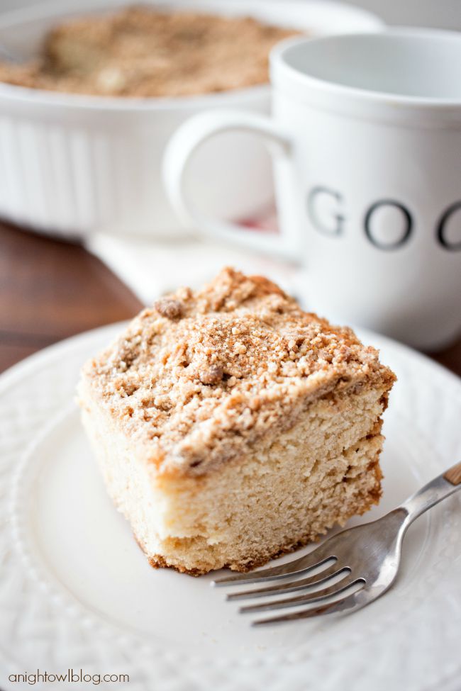 This Caramel Macchiato Coffee Cake is moist and delicious! Enjoy it for breakfast with your favorite cup of coffee!