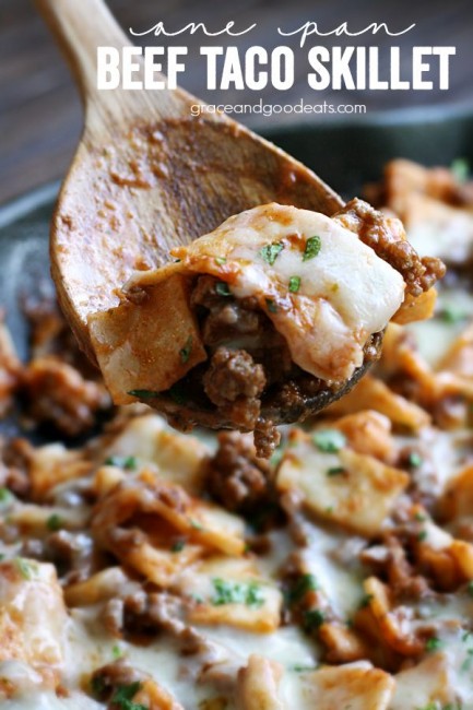 One Pan Beef Taco Skillet - A Night Owl Blog