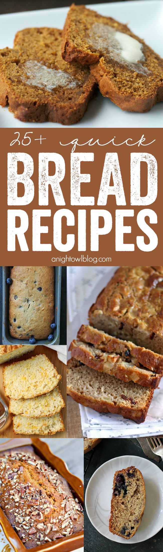 The perfect list for fall! Take your pick from this delicious list of 25+ Quick Bread Recipes, from apple to zucchini!