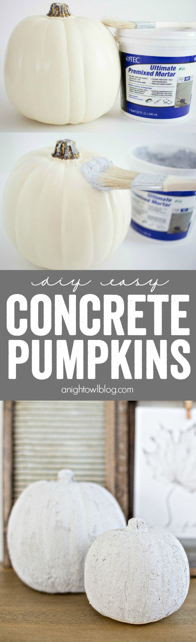 What a great hack! Create DIY Easy Concrete Pumpkins at home in just minutes - perfect for rustic or neutral fall decor!