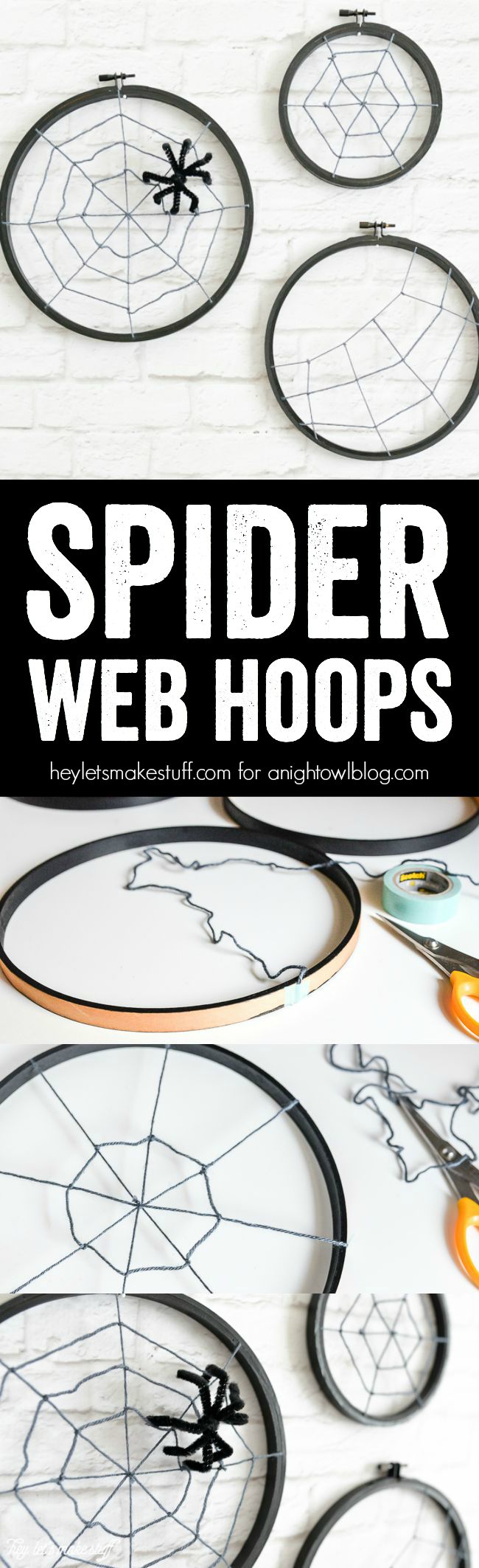 These Spooky Spider Web Hoops are adorable and easy to make with craft supplies you might just have on hand!