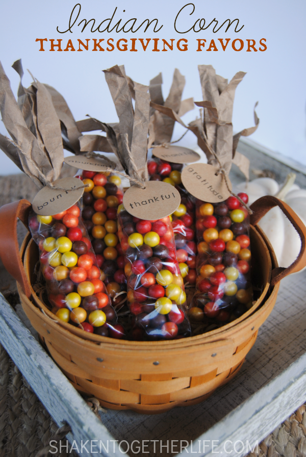 Indian Corn Thanksgiving Favors from Shaken Together