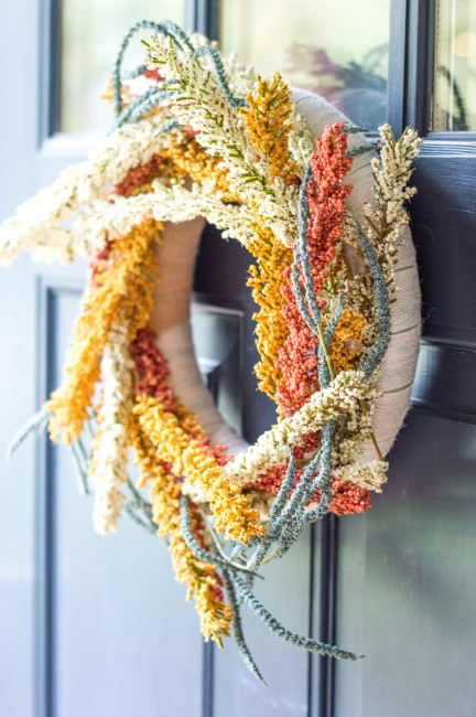 This Easy DIY Fall Wreath brings some festive decor to your home, and can also serve as an amazing hostess gift!