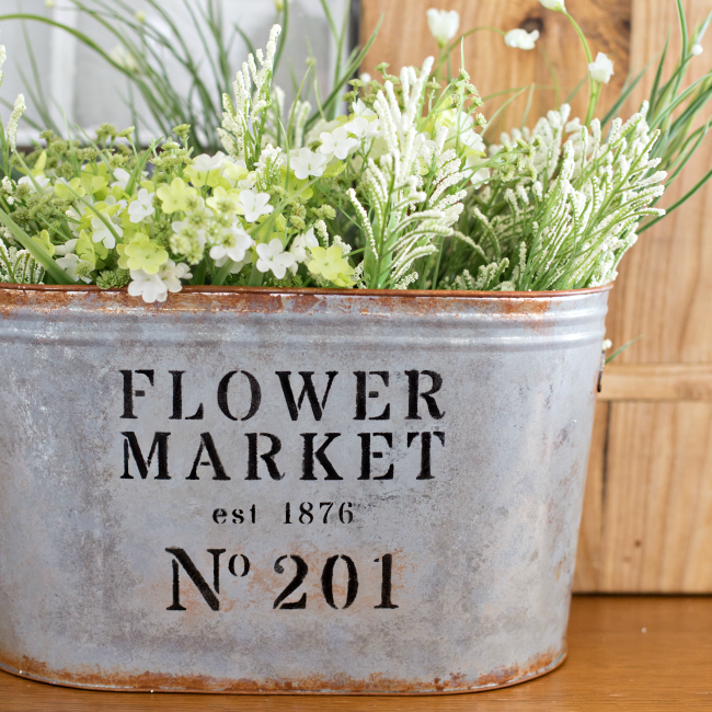 DIY Metal Flower Market Bucket - A Night Owl Blog