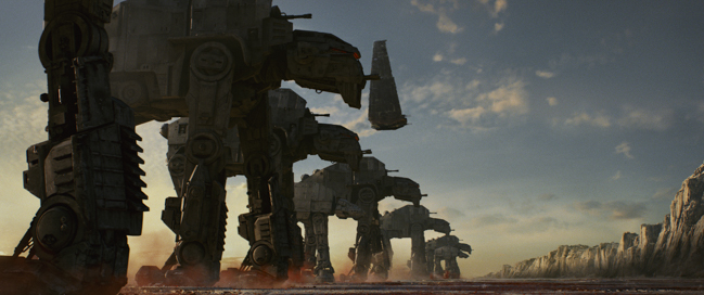 Star Wars: The Last Jedi AT-M6 Walkers, along with Kylo's Shuttle Photo: Lucasfilm Ltd. © 2017 Lucasfilm Ltd. All Rights Reserved.