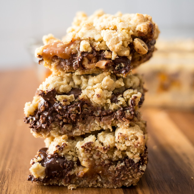 Stuffed Caramel Chocolate Chip Cookie Bars - A Night Owl Blog