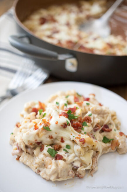 Easy Chicken Bacon Ranch Pasta - A Night Owl Blog