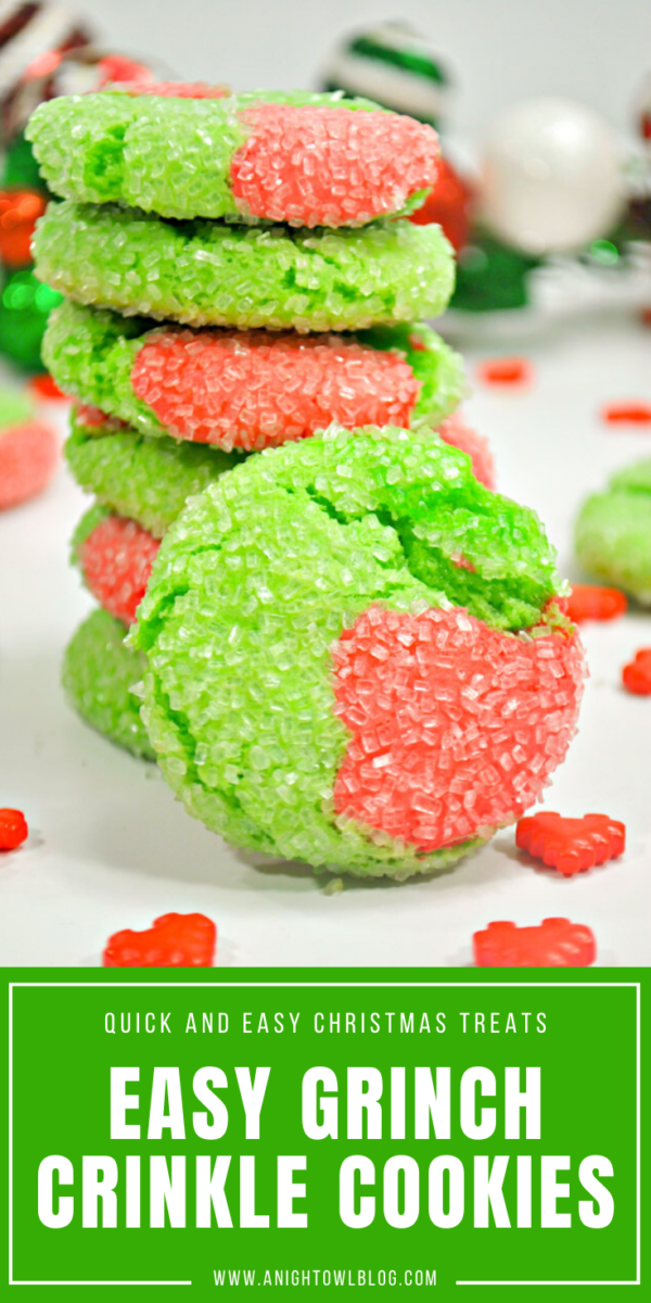 Easy Grinch Crinkle Cookies PIN - A Night Owl Blog